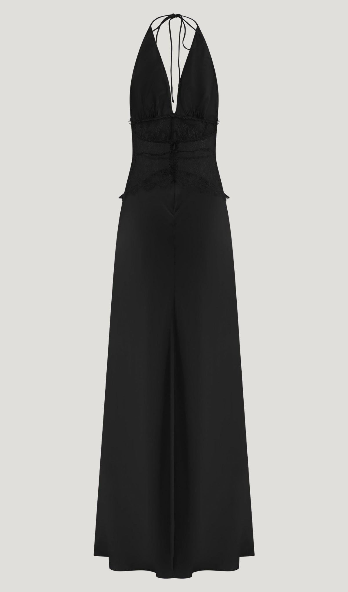Lace And Satin Maxi Dress In Black