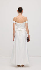Off Shoulder Satin Maxi Dress
