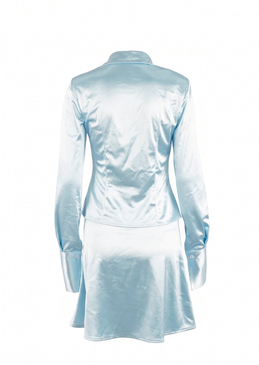 Tadaaki Satin Long Sleeved Top & Mini Skirt Set