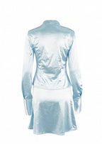 Tadaaki Satin Long Sleeved Top & Mini Skirt Set