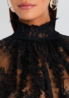 Xenon Open Back Lace Mini Dress In Black