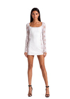 Abay Long Ssleeved Lace Satin Mini Dress
