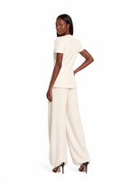 Hadley Short Sleeve Top & Maxi Pants Set In White