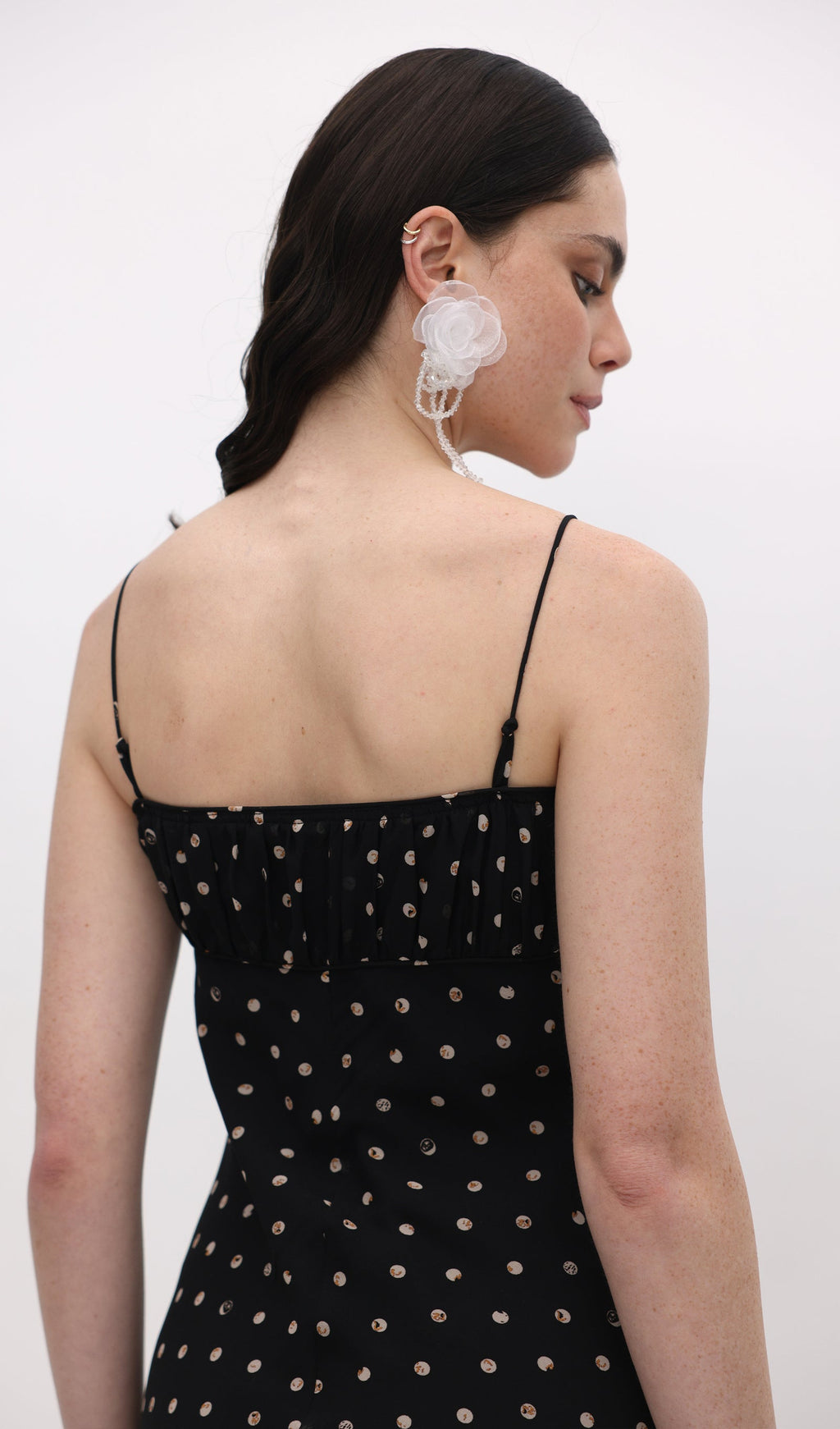 Polka Dot Chiffon Slip Midi Dress
