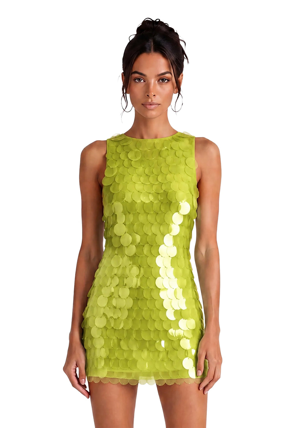 Lieu Sleeveless Open Back Sequined Mini Dress In Green