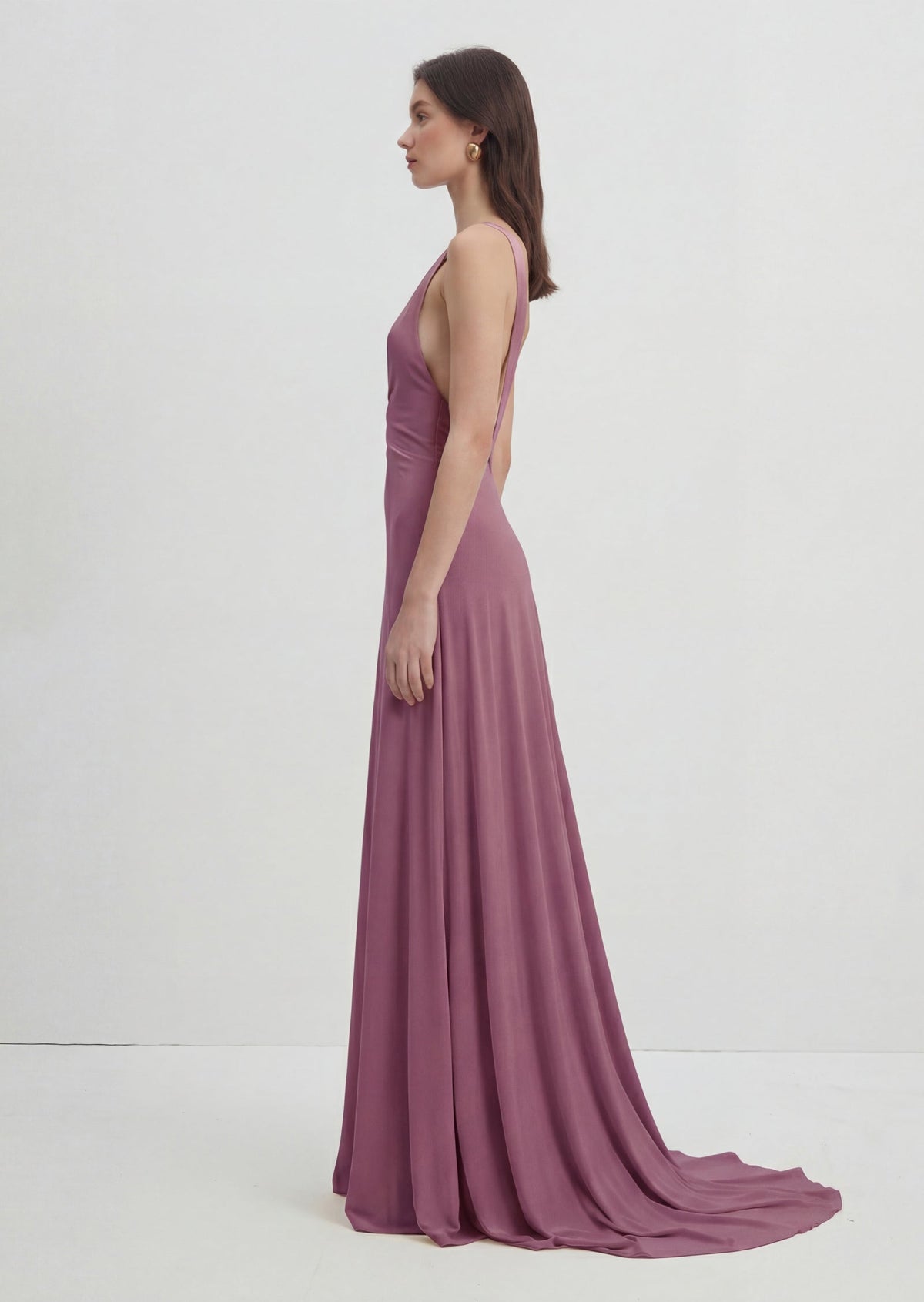 Deep V Neck Sleeveless Maxi Dress In Purple