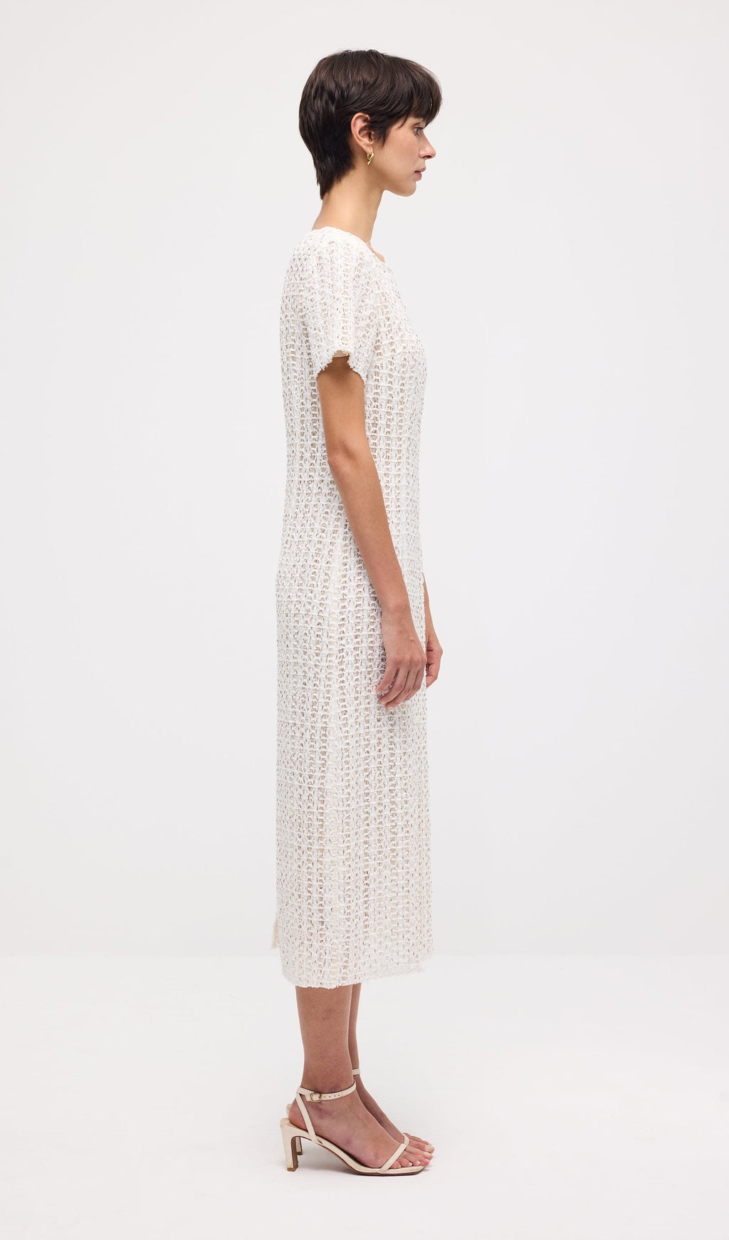 Short Sleeve Crochet Midi Dress