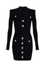 V Neck Knitted Mini Dress