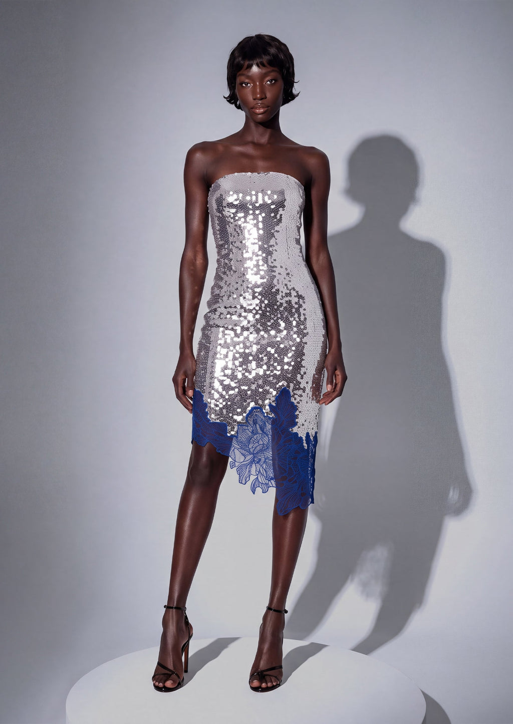 Haakon Strapless Lace  Sequin Midi Dress