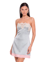 Sabelle Lace Satin Mini Dress In Blue
