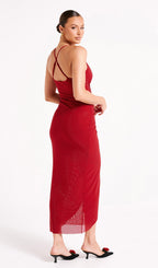 Diamante Ruched Midi Dress