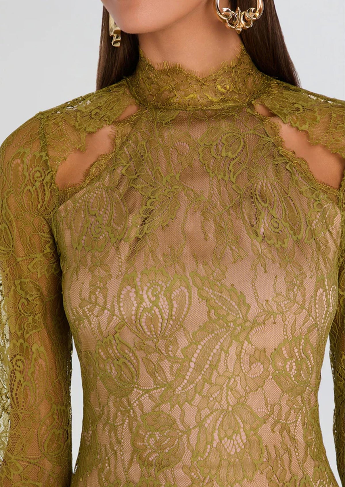 Kahua Lace long Sleeved Mini Dress
