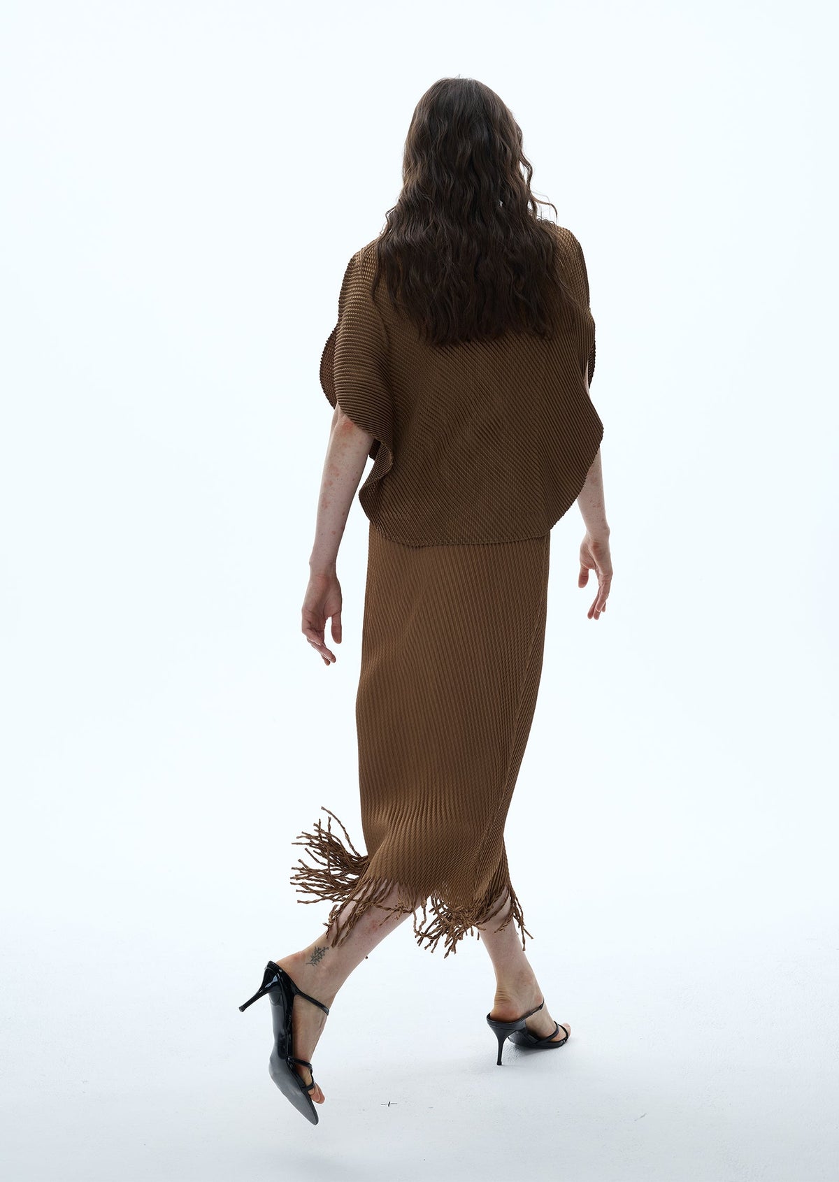 Macaria Knit Cape Top & Fringe Skirt Set