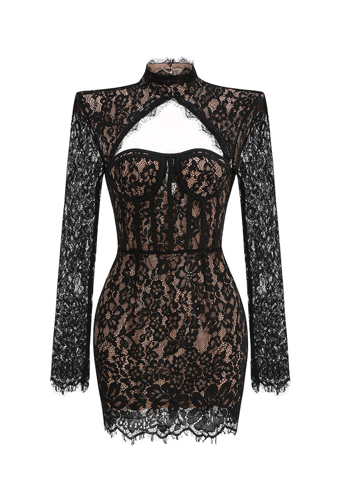 Jacory Long Sleeve Lace Mini Dress