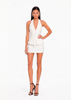Obelia Two Piece Halter Vest Skort Set In White