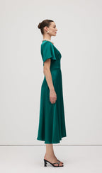 V Neck Evening Midi Dress