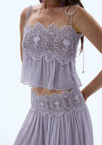 Luenie Chiffon Top & Pant Two Piece Set In Light  Purple