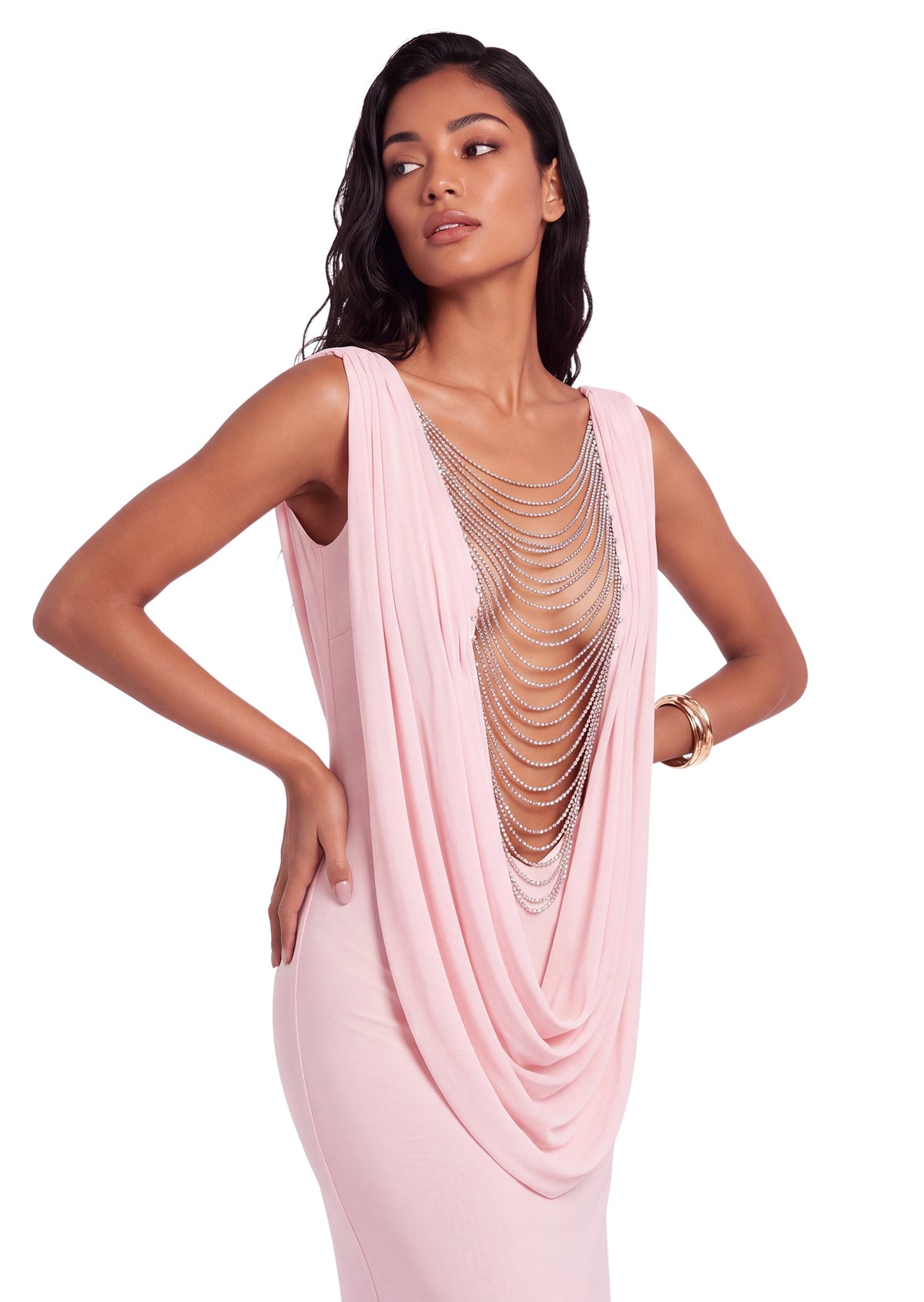 Paladia Slit Maxi Dress In Pink