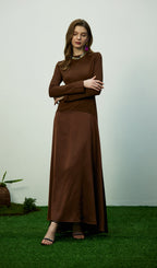 Trendy Knitted Satin Maxi Dress