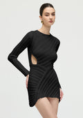 Hollow Out  Mini Dress - Black