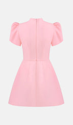 Mini Dress With High Collar In Pink