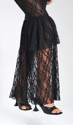 Lace Corset Maxi Dress In Black