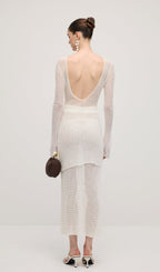Hollow Out Drawstring Maxi Skirt