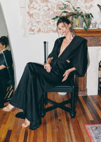 Saathvik Satin Right Angle Shoulder Maxi Dress
