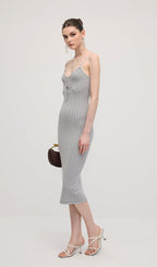 Solid Sleeveless Knit Midi Dress In Haze Blue