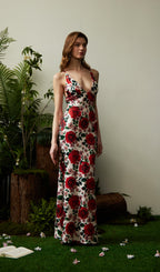 Floral Backless Bodycon Maxi Dress