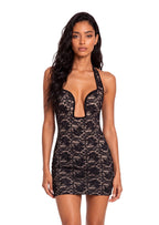 Jachai Halter Neck Lace Mini Dress