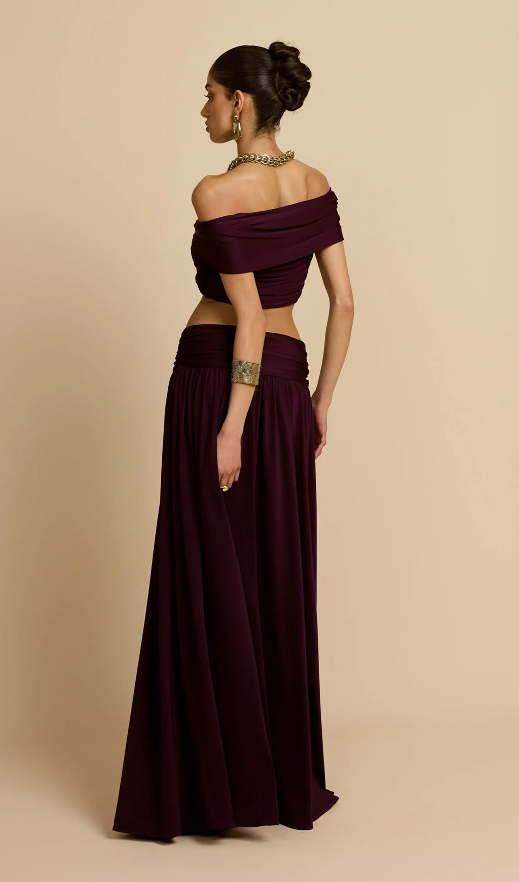 Ruched Top & Maxi Skirt Two Piece Set