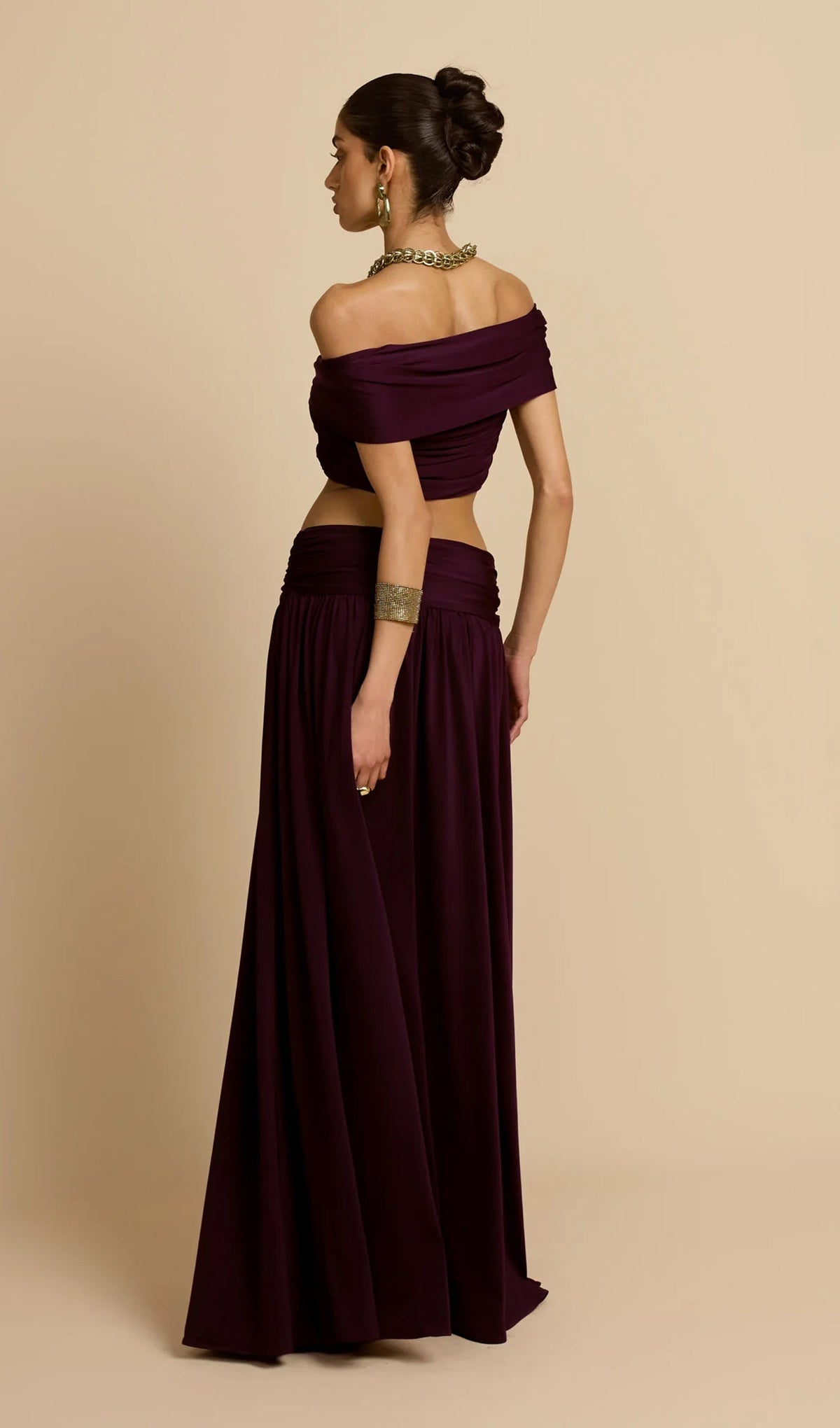 Ruched Top & Maxi Skirt Two Piece Set