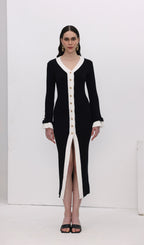 Knitted Contrasting Cuffs Maxi Dress