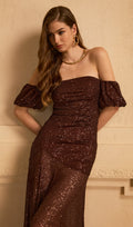 Off Shoulder Stretch Sequin Maxi Dress