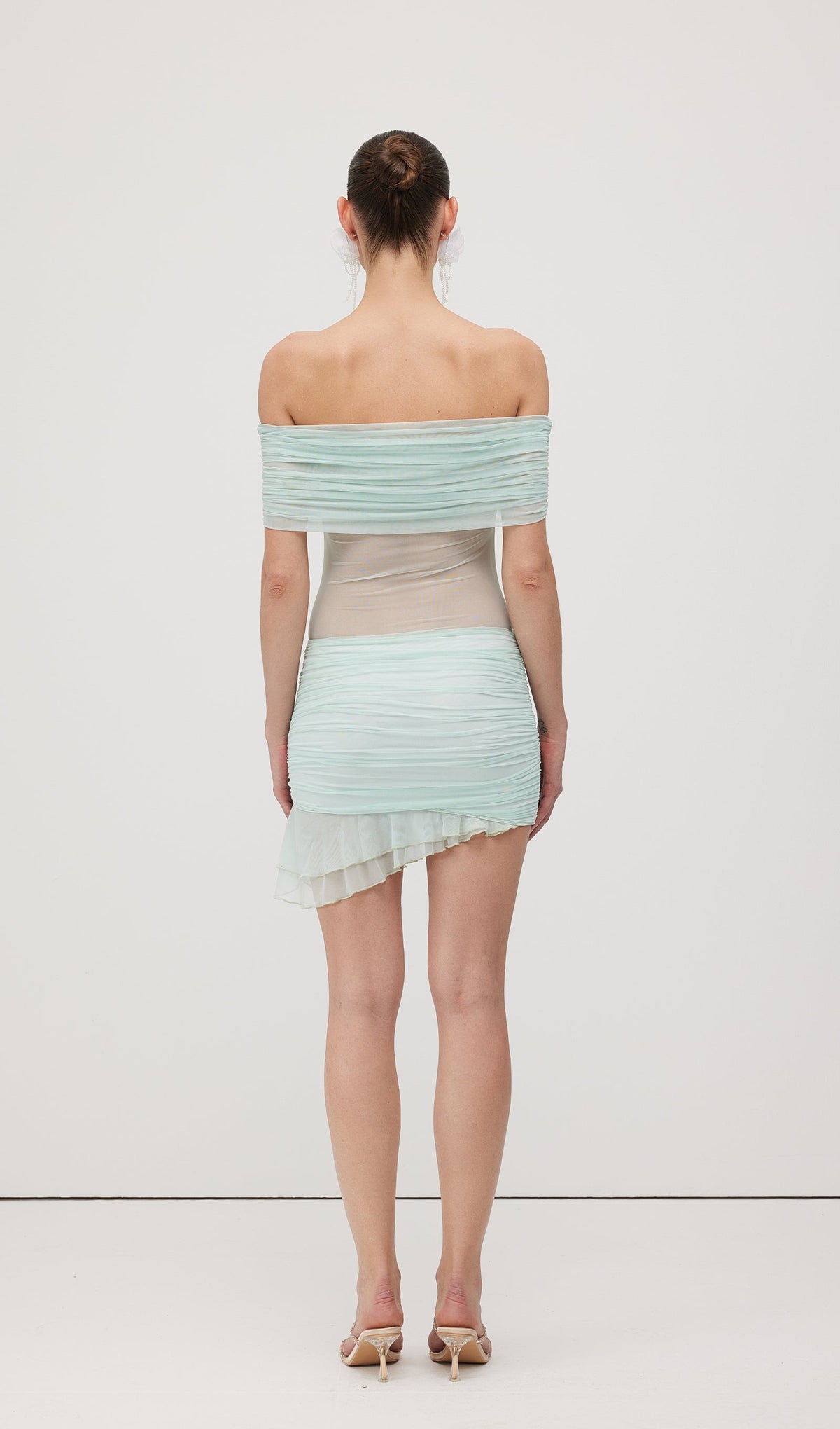 Off Shoulder Mini Dress - Pistachio