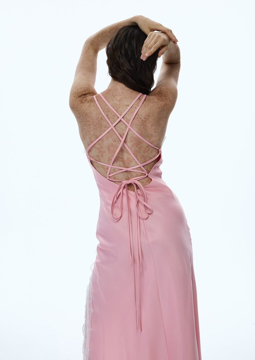 Coralie Satin Maxi Dress With Lace Trim