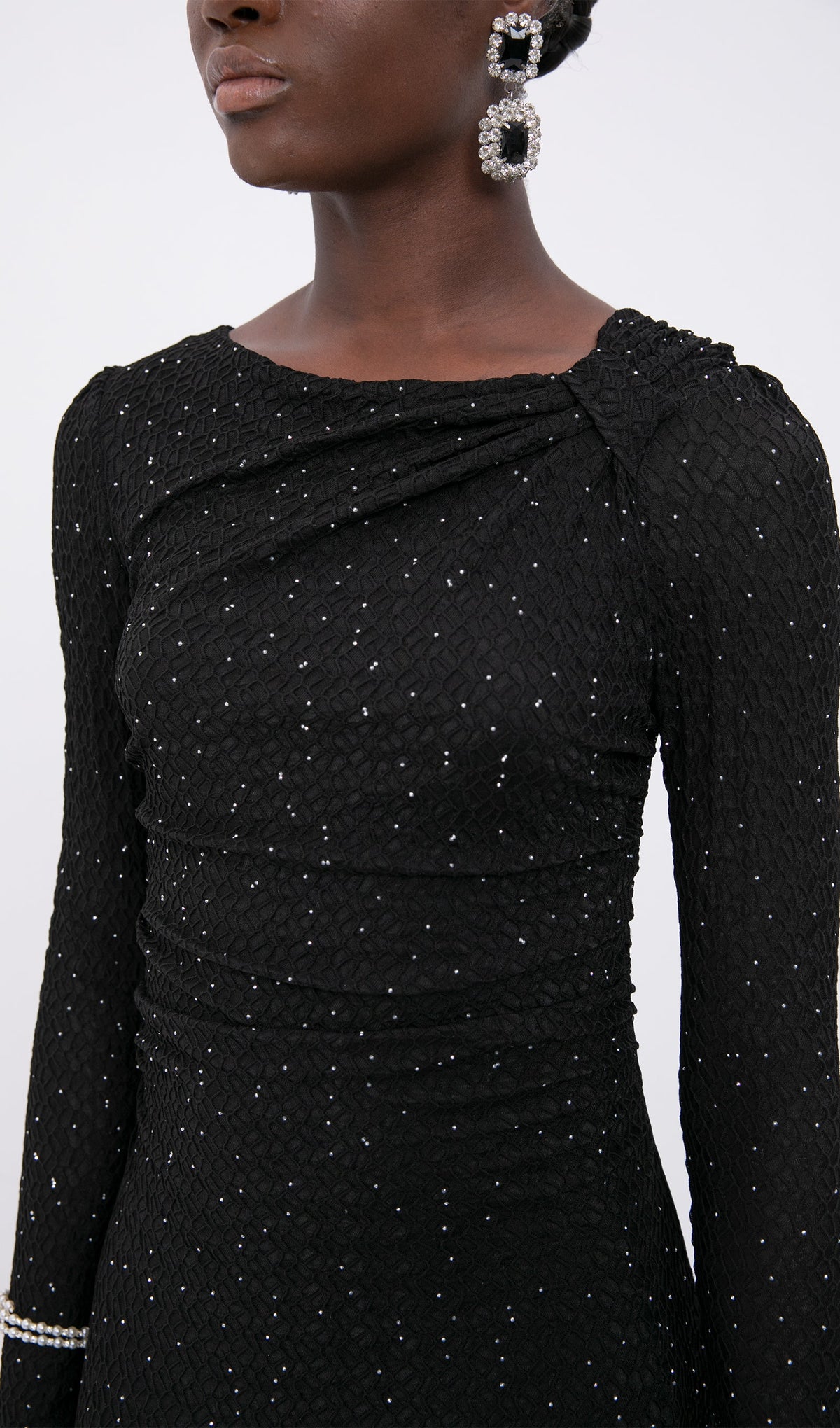 Knit Twist-Front Midi Dress