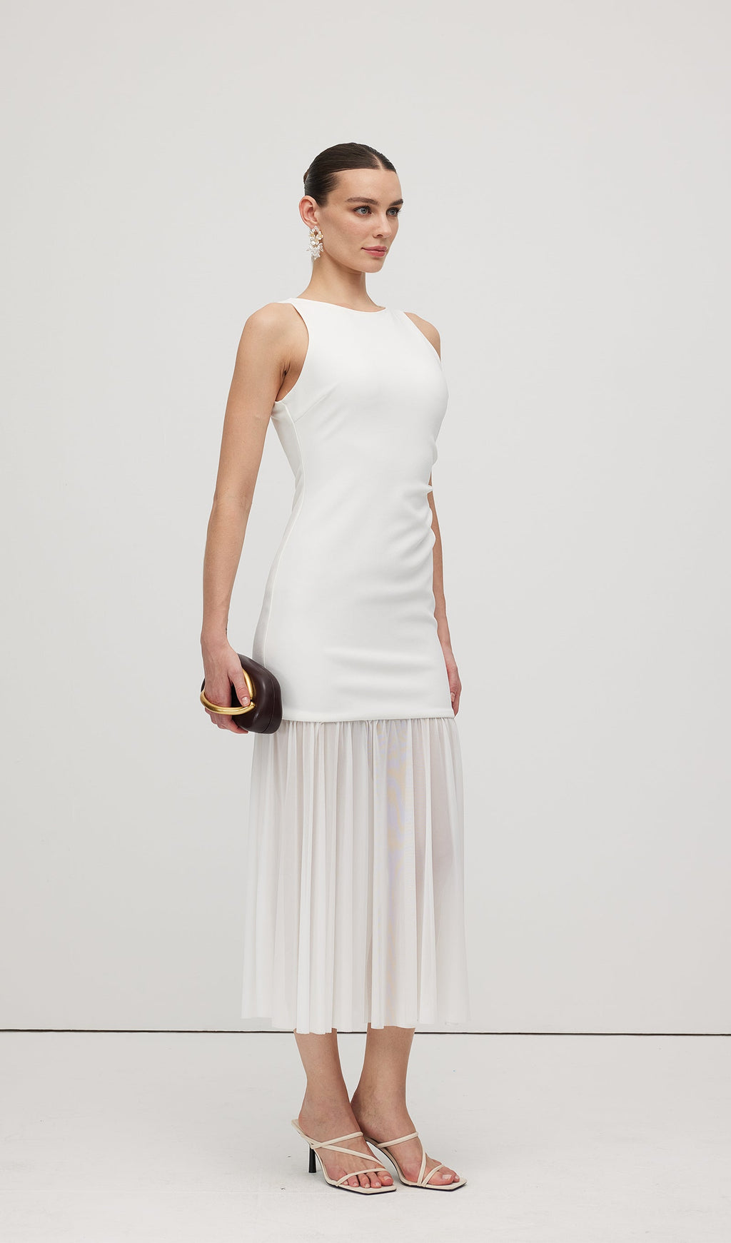 Sheer Overlay Midi Dress