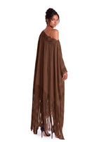 Minh Satin Lace Tassel Maxi Dress In Brown