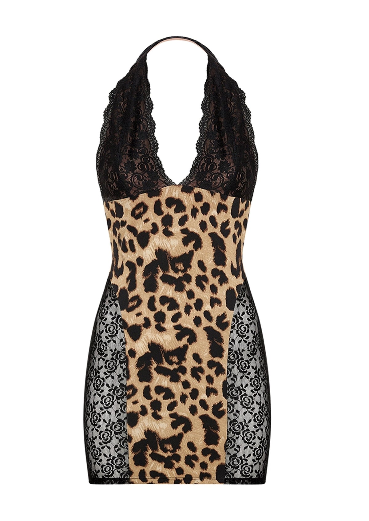 Daeira Halter Neck Lace Mini Dress