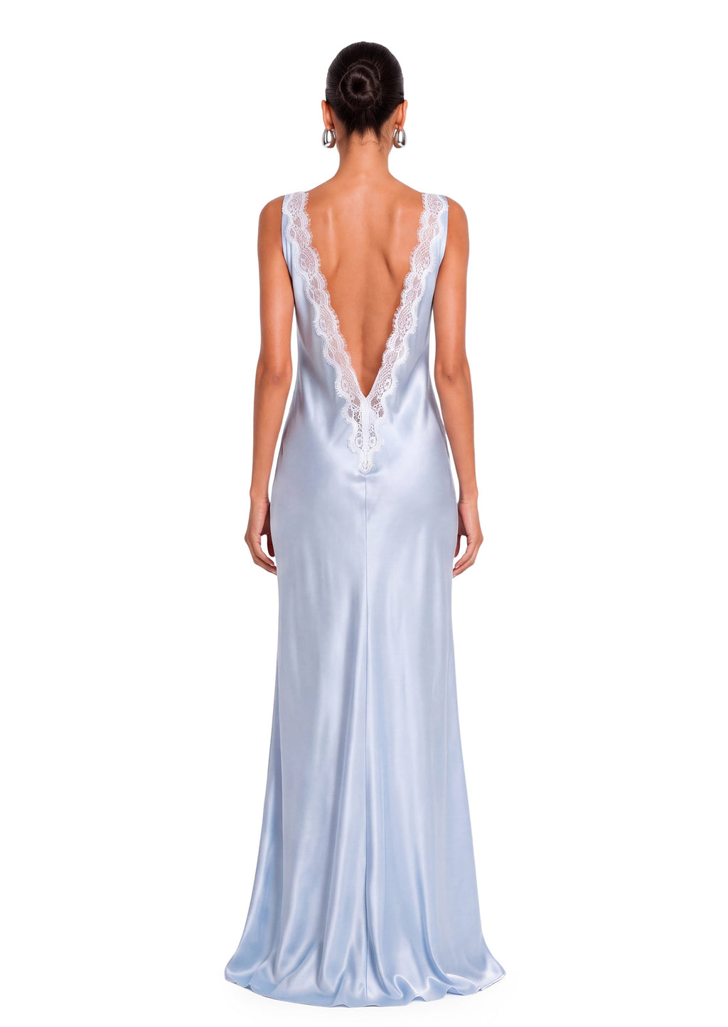 Sade Lace Satin Backless Maxi Dress