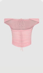 Mesh Top & Maxi Skirt In Pink