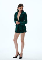 Deep V Neck Velvet Suit