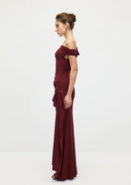 Solid Slinky Fishtail Maxi Dress In Mahogany