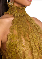 Haddon Halter Neck Lace Mini Dress
