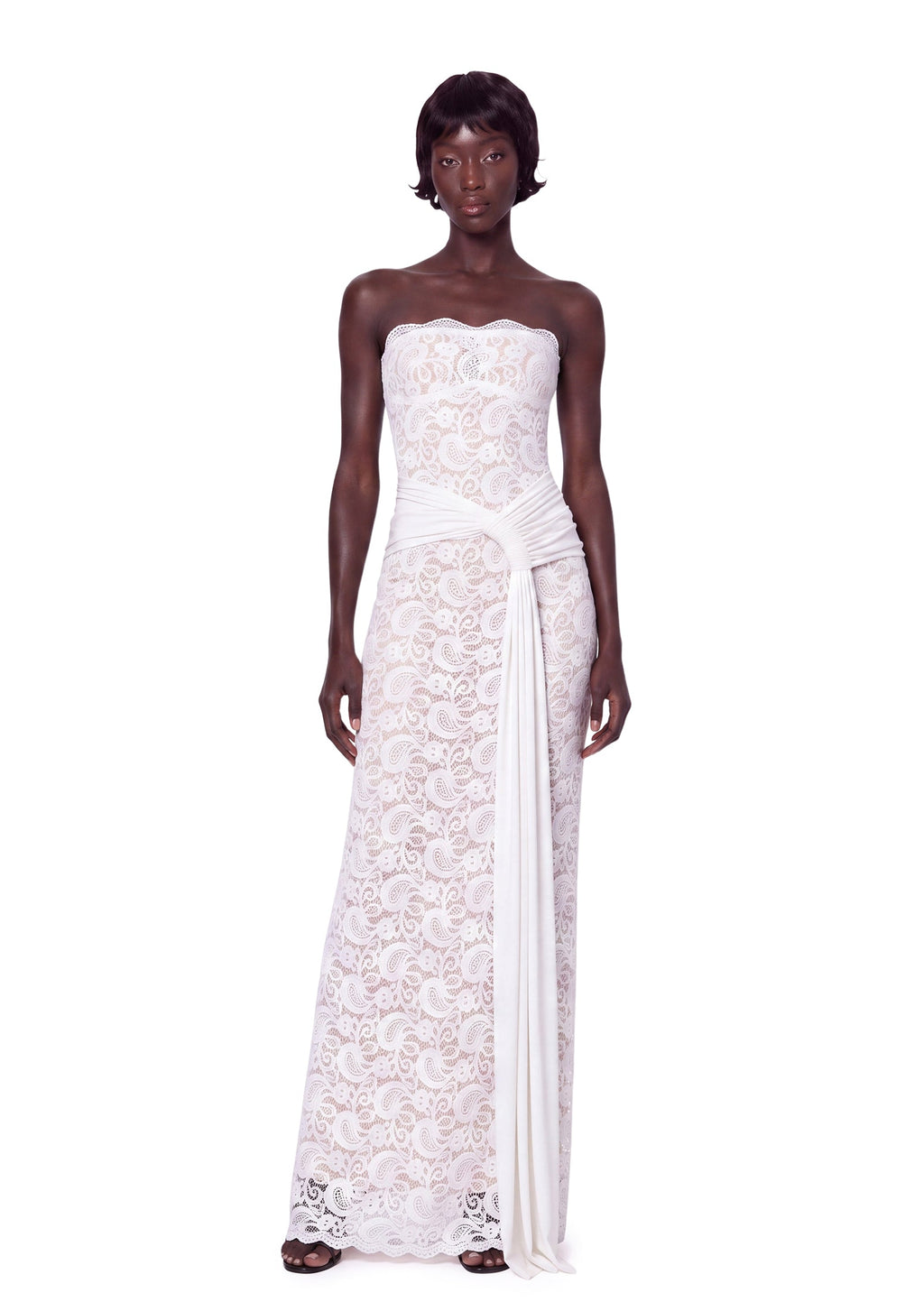 Yakez Lace Strapless Maxi Dress In White