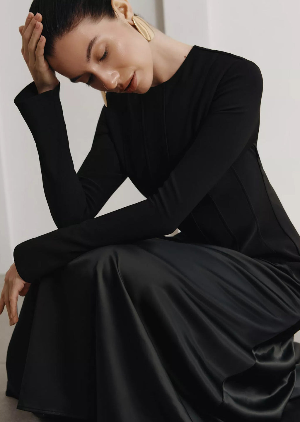 Knitted Satin Maxi Dress
