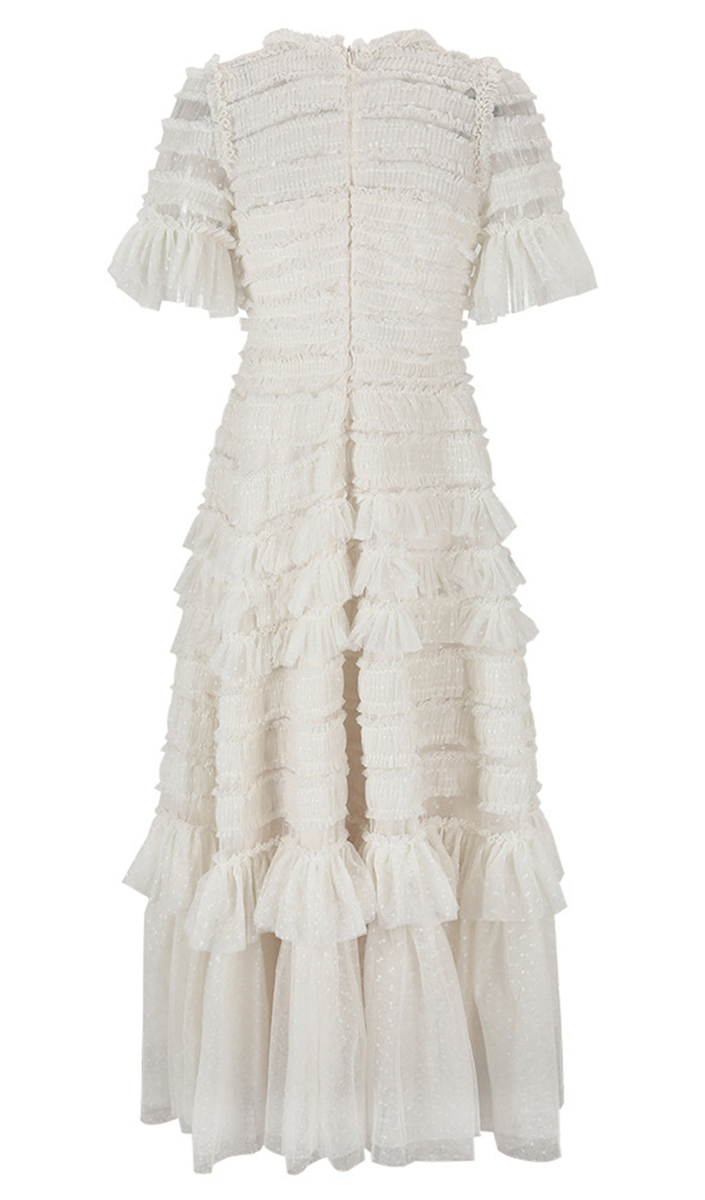 Valentine Ruffle Gown In Tulle Mesh