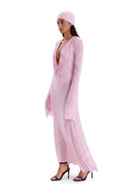 Kazi Long Sleeved Sheer Midi Dress In Pink